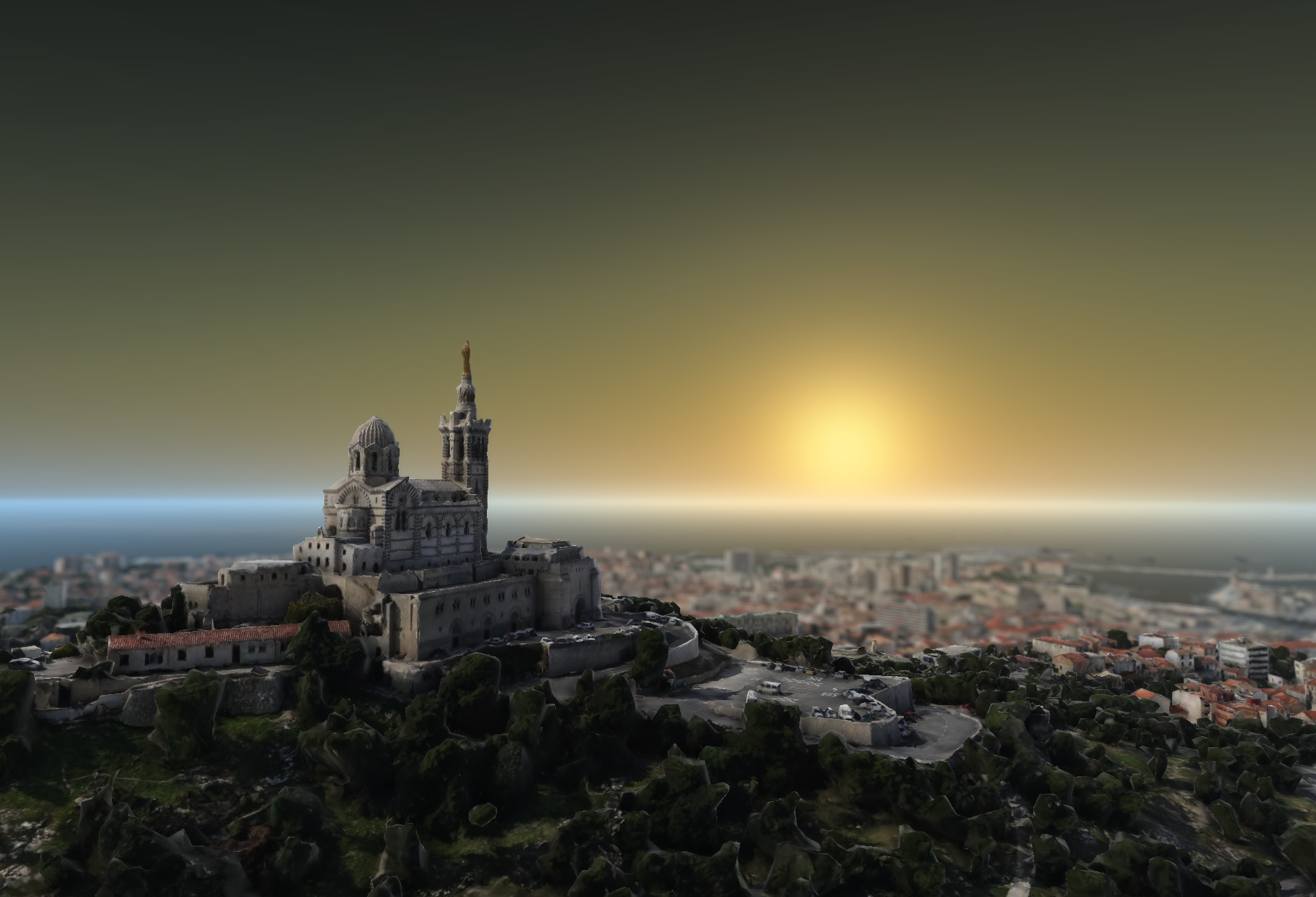 A mesh of Marseille, visualized with the new graphics effects.