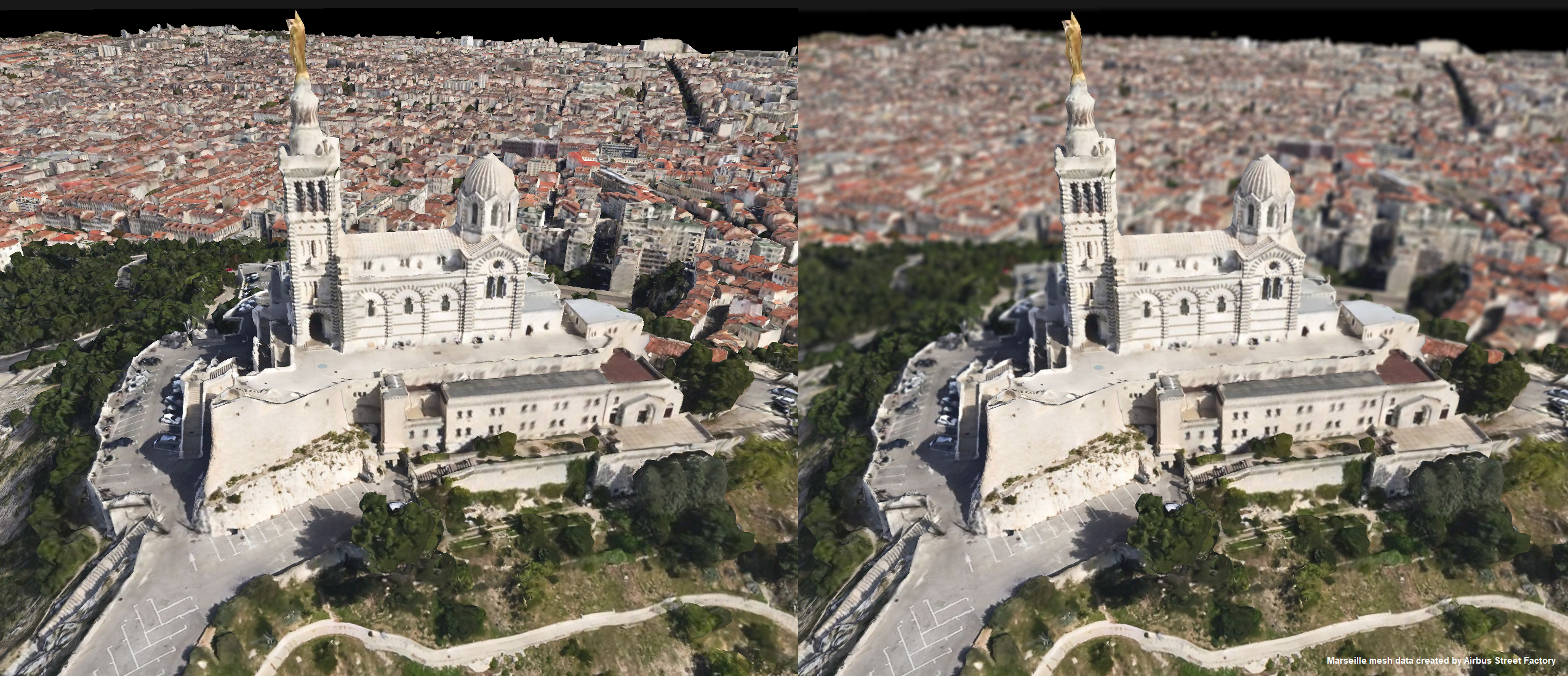 Left: depth of field disabled, Right: depth of field enabled with focus on the foreground