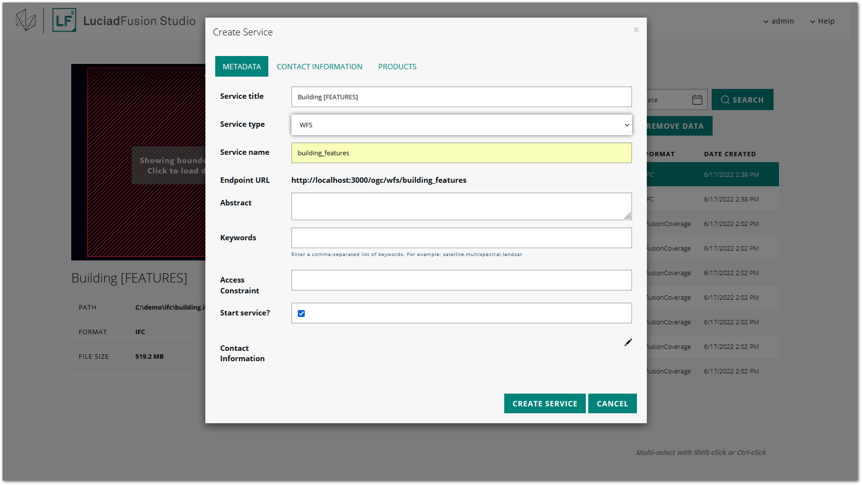 Setting up the WFS service