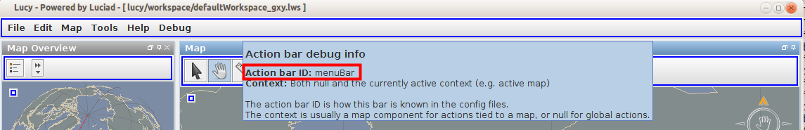 debug tooltip action bar