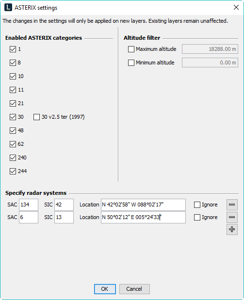 095 ASTERIX settings