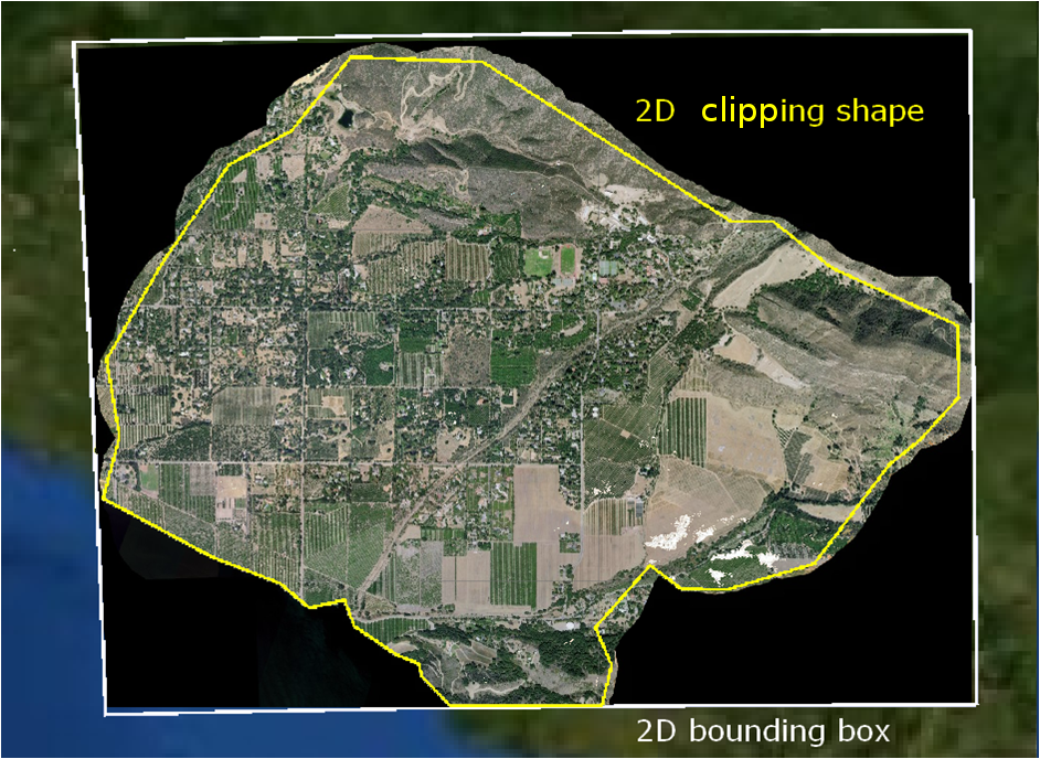Illustration of the difference between a bounding box and a clipping shape.