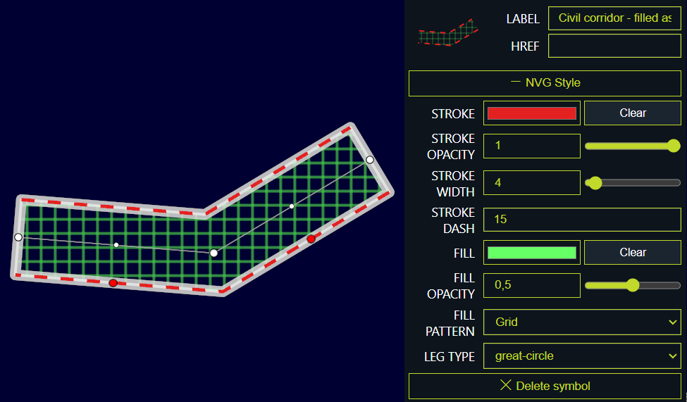 Visualization of an unsymbolized NVG corridor