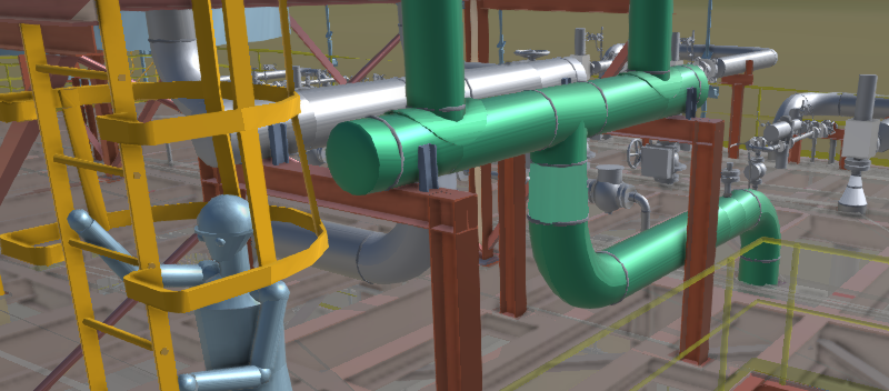 An industry plant CAD model visualized with PBR.