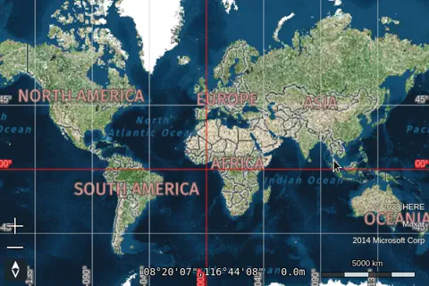 A map with date line wrapping enabled