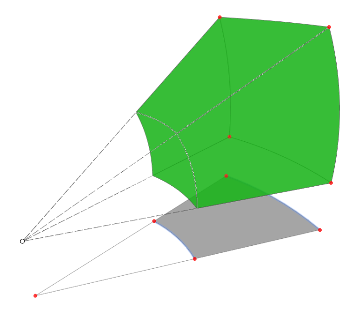 The edit handles of a 3D arc band.