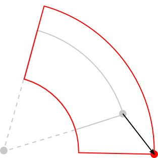 Editing a corner of an arcband object.